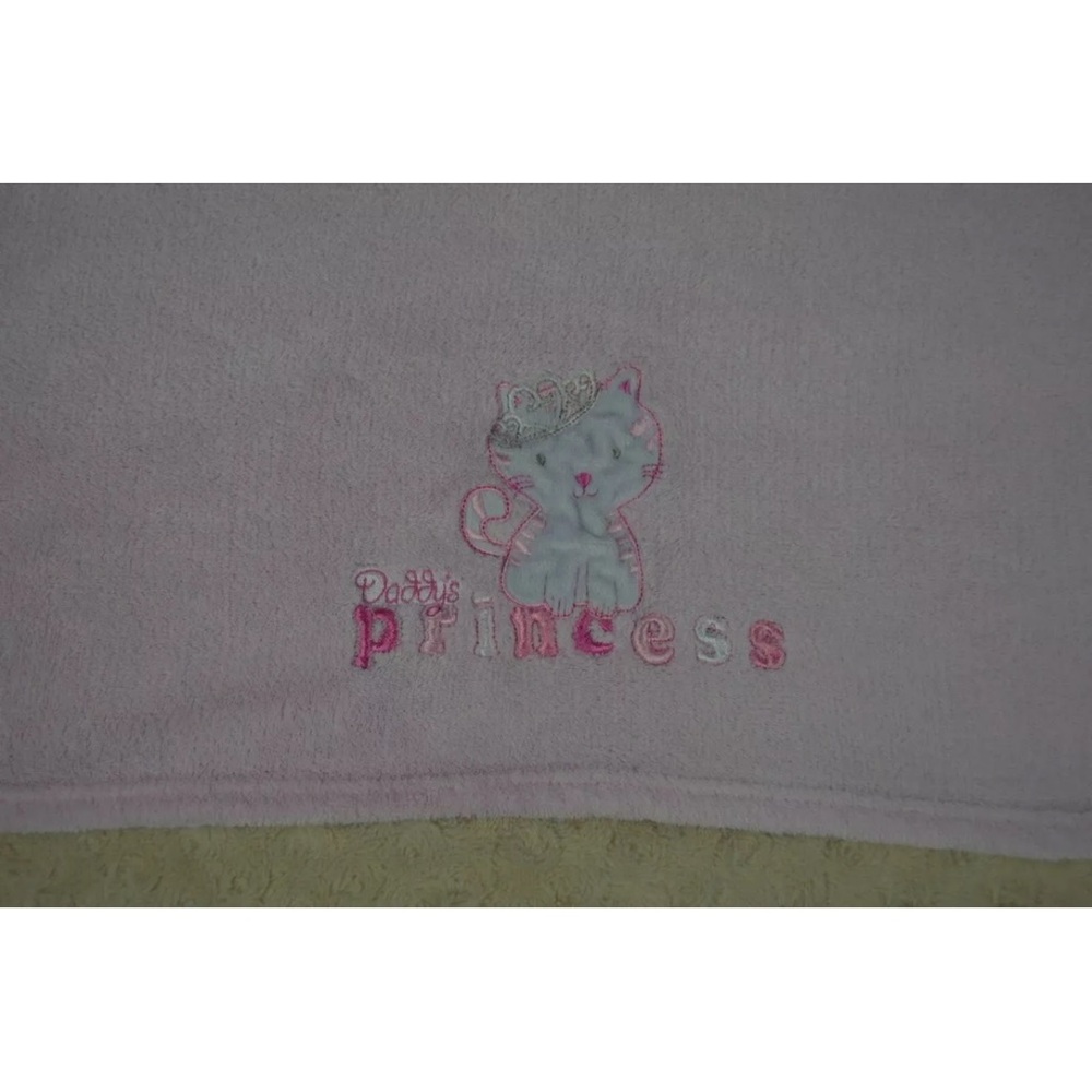 Nuby Daddy's Princess Kitty Cat Baby Blanket Pink White Tiara Crown Lovey
